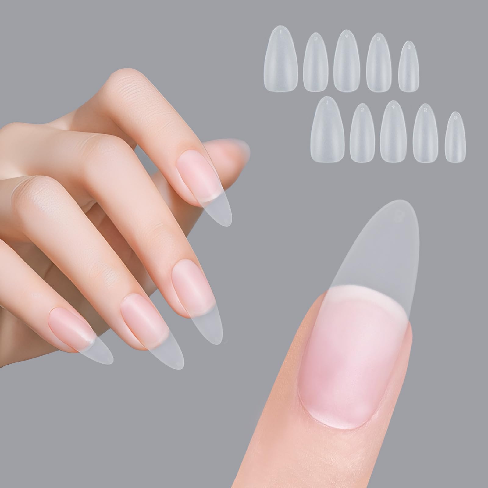 Amazon | Vlasy ネイルチップ 超薄 ショート クリア サンディング