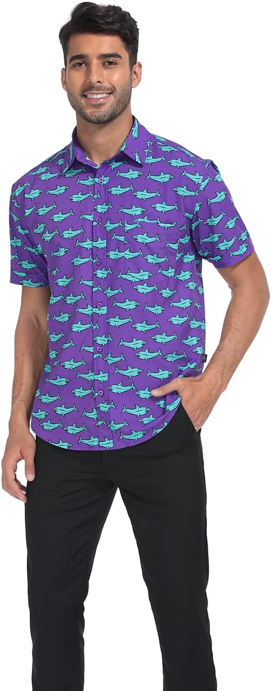 LRD Men's Novelty Casual Button Down Shirt Short Sleeve Hawaiian Dress Shirts - Image 6