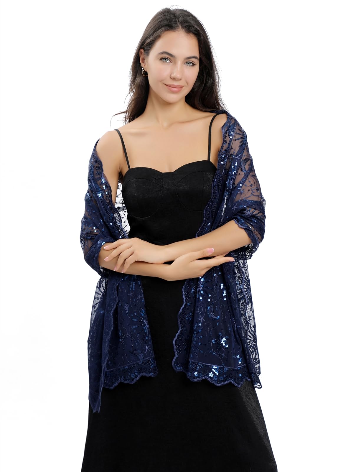 GIBZ Glitzer Schal Damen Leichte Stola mit Pailletten Elegant Glitzerschals für Hochzeit Abendkleider Party