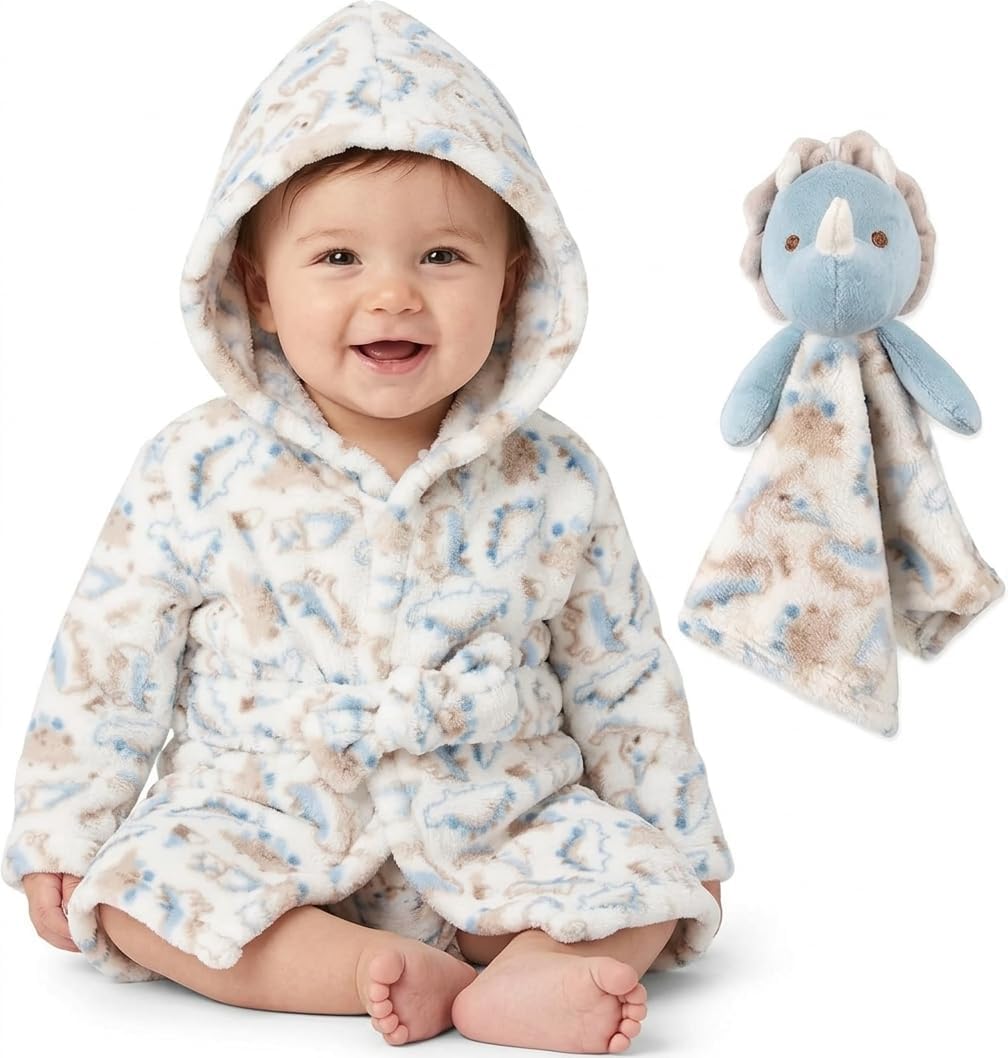 Baby Robe Set for Boys & Girls 0-9 Months - Hooded Robe & Lovey Gift Set