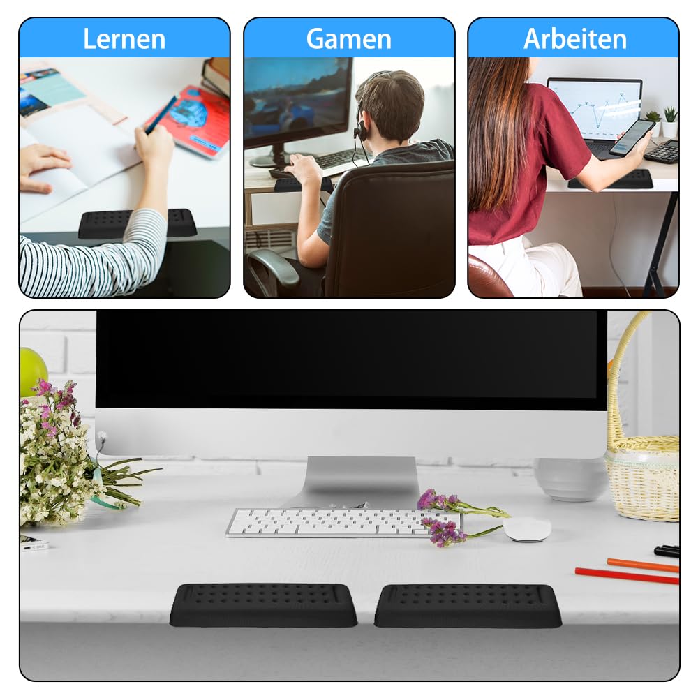 Coderas de escritorio en forma de L, 2 coderas, reposamuñecas en forma de L con almohadillas ergonómicas para mouse, codos de espuma viscoelástica, almohadillas de apoyo para palma, muñeca y