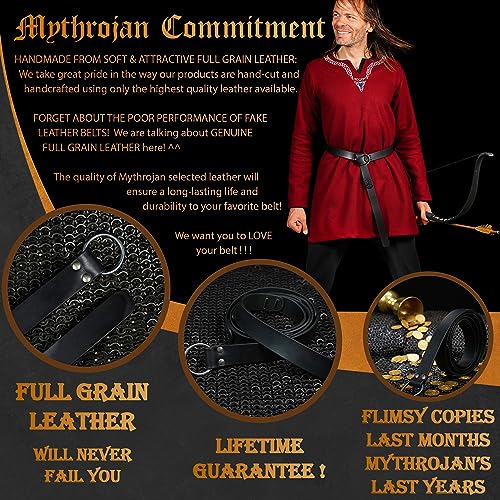 Mythrojan Medieval Leather Viking Belt: LARP SCA Warrior Gothic Renaissance2