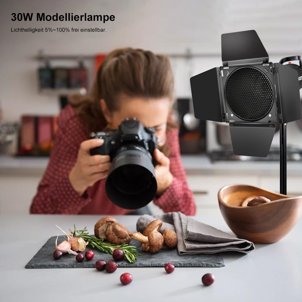 GODOX DP400III-V*3 Kit Professionelles Studioblitzgerät 400W Bowens Mount APP Steuerung mit Softbox Beauty Dish Intelligenter Speicher 2.4G Wireless X System Eingebauter Lüfter für Studio