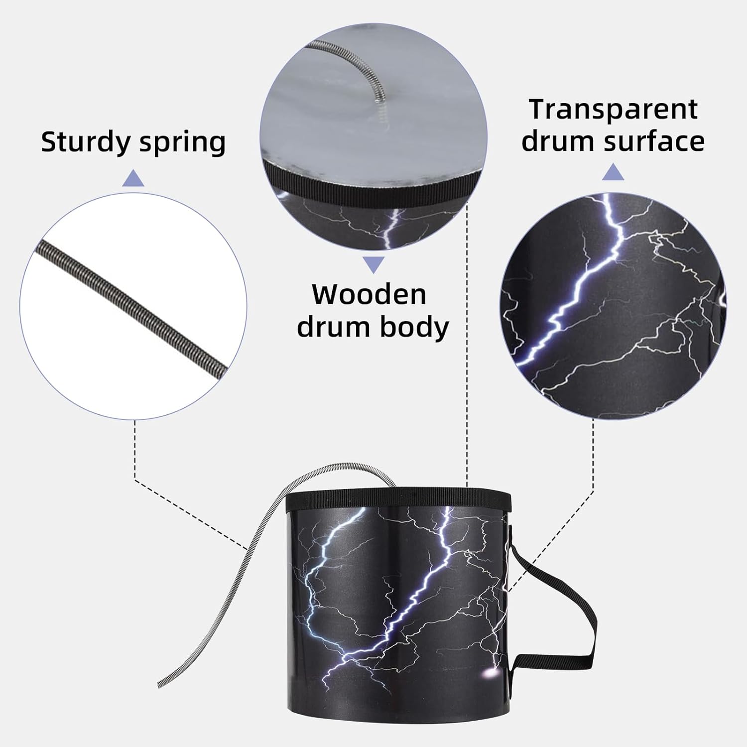 6 Inch Thunder Drum,Spring Drum,Sound Effect Instrument,Thunder Tube Sound Maker Thunder Sound Simulation,For Large Gatherings Sports Events Celebrations