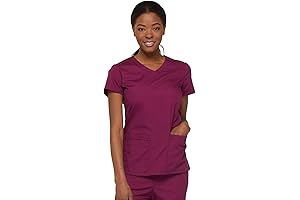 EDS Signature Scrubs for Women, Burgundy Scrub Top