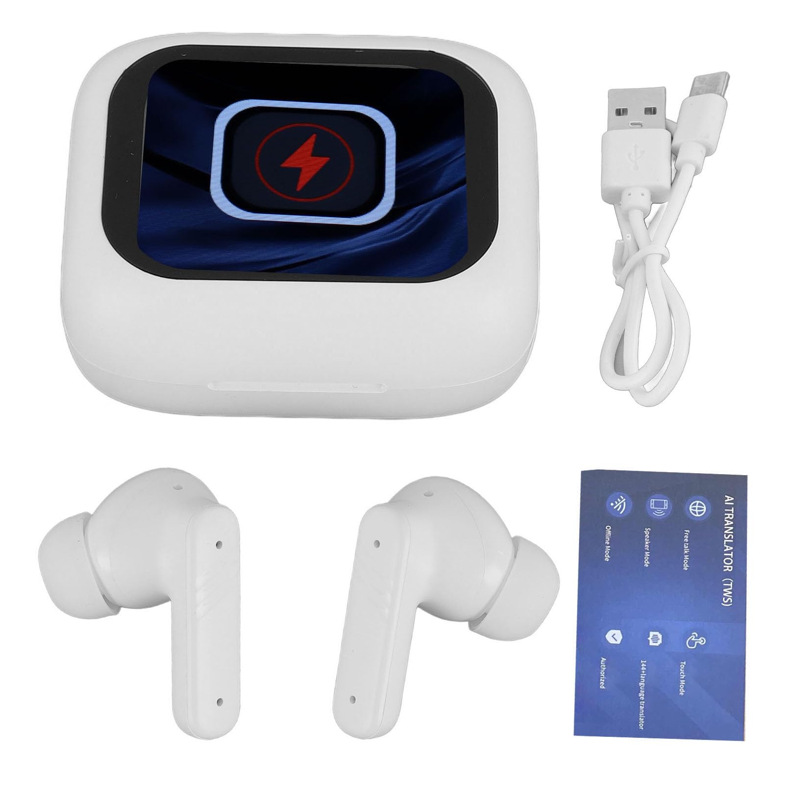 SIXRUN Langue Traducteur Écouteurs, 137 Langues IPX5 ANC (White)