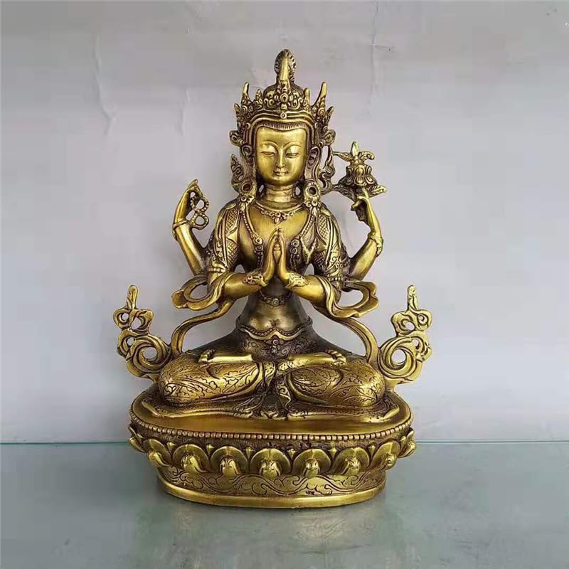 Estatua de Buda Adornos Zen Guanyin Decoración for el hogar Artesanías de Cobre Esculturas Decorativas Feng Shui for la Oficina Estatua de Buda al Aire Libre