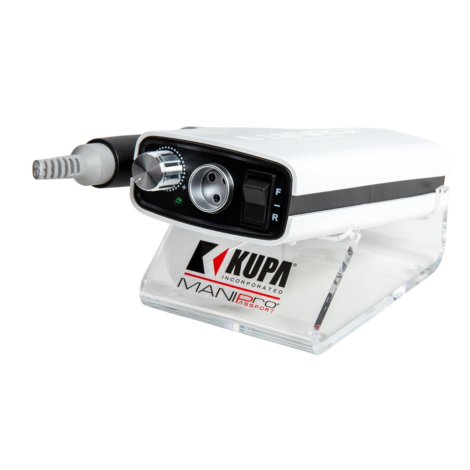 Kupa MANIPro Passport Complete - Professional Electric Nail File System - Portable High-Torque E-File with Acetone Resistant Control Box & Precision Handpiece - White