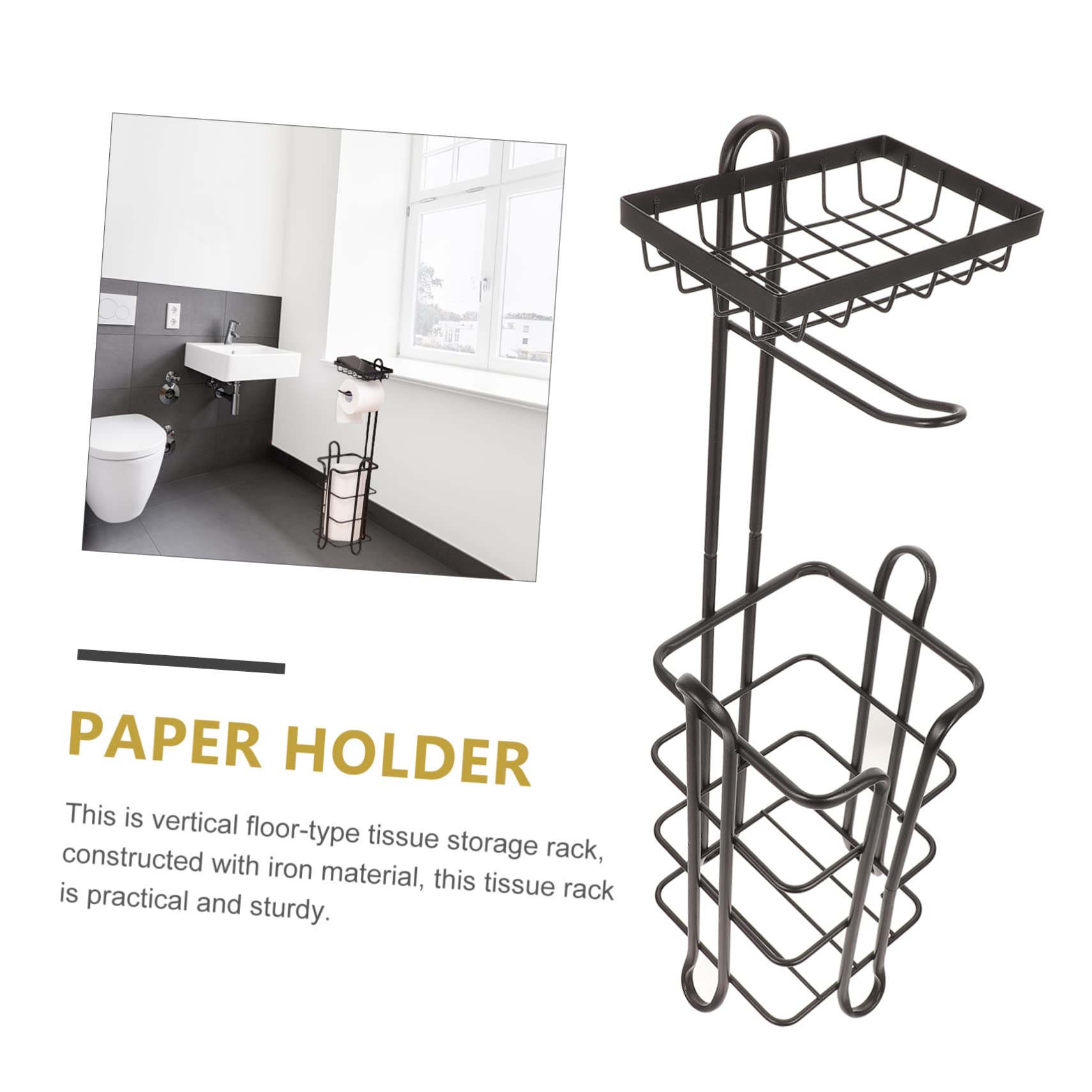 Soporte Vertical De Papel Higiénico De Estante De Almacenamiento Chic y Elegante para Baños Accesorio Práctico Sin Necesidad De Perforar