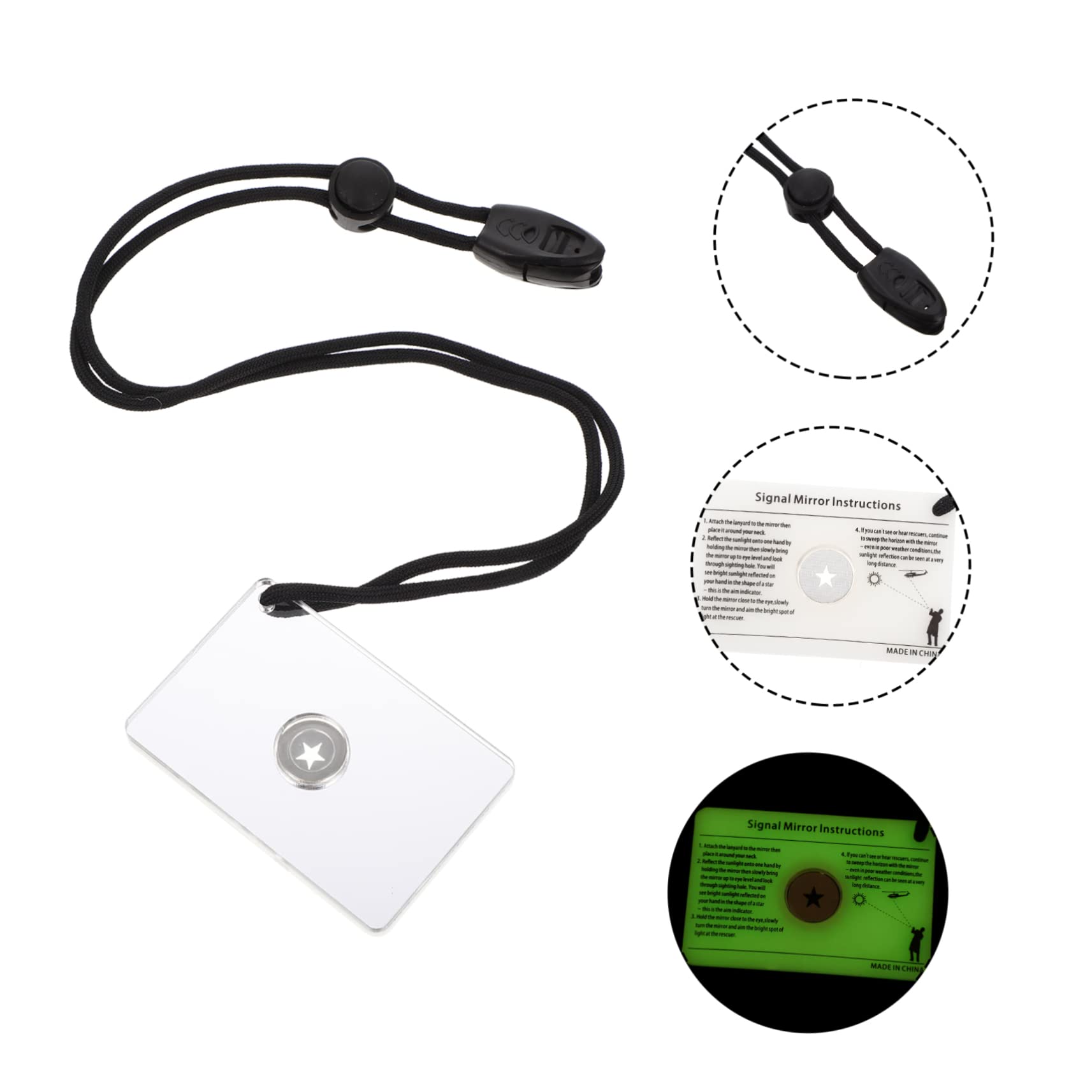 Abaodam Miroir de Signal pour Urgences Plein Air Miroir Réfléchissant pour Camping et Randonnée avec Corde de Suspension