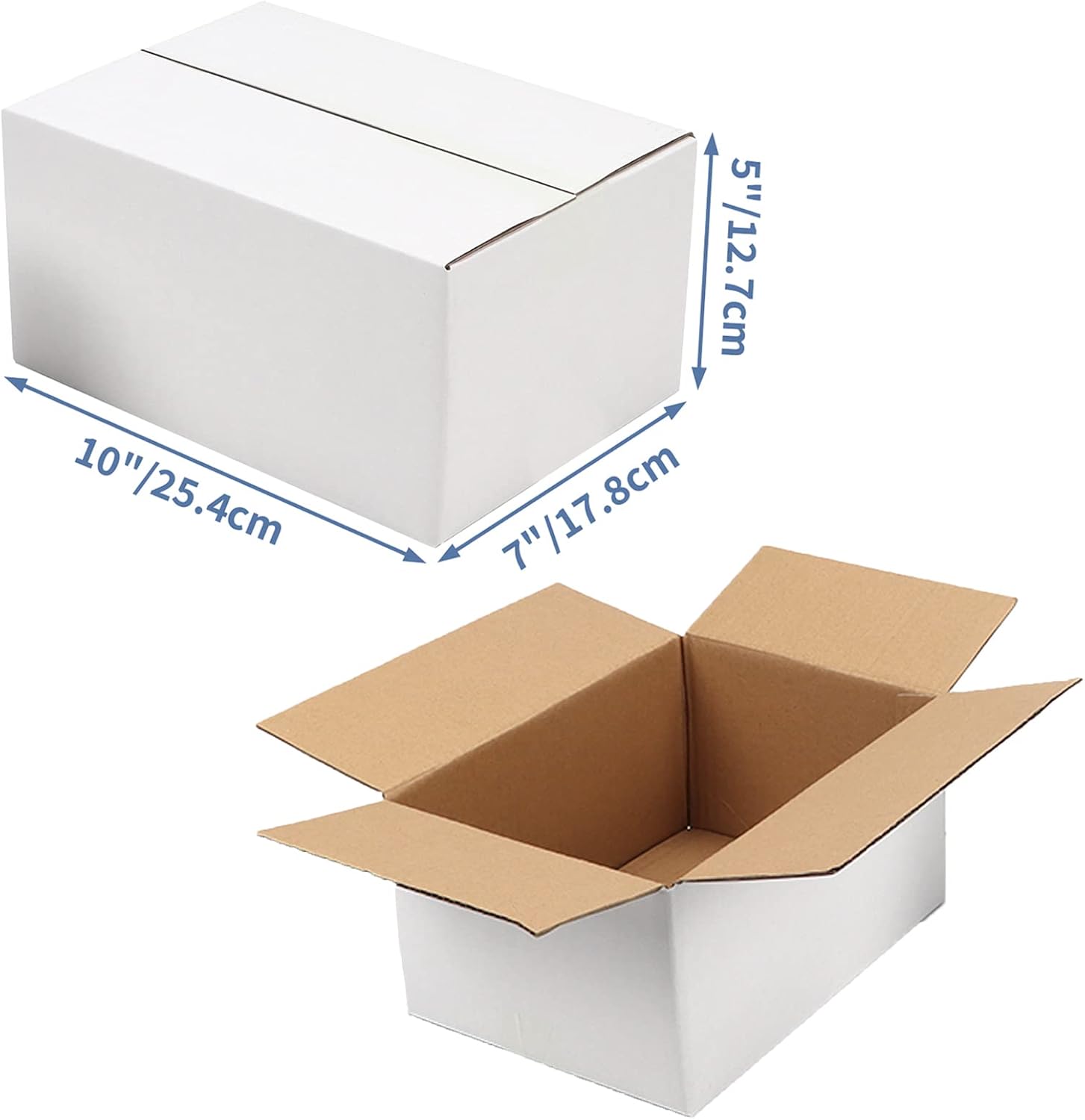 Hoikwo 10x7x5 Inches Small White Shipping Boxes Set of 25, Sturdy Cardboard Boxes for Small Business for Packaging Mailing