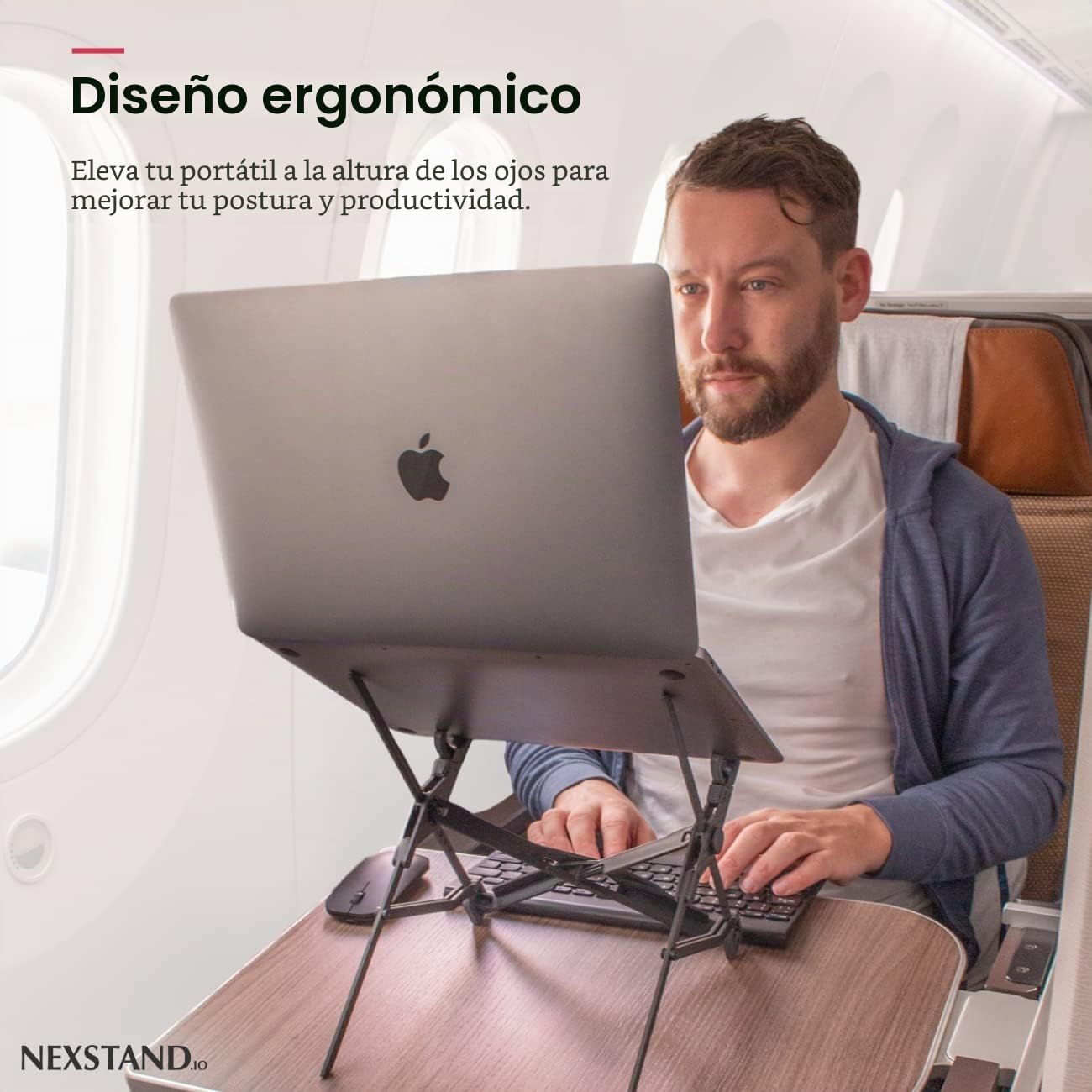 NEXSTAND K1 - Soporte Plegable de Fibra de Carbono para Laptop, 7 Niveles de Altura Ajustable, ergonómico para Escritorio, MacBook, Notebook