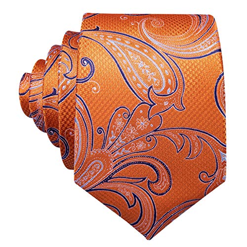 Image of Barry.Wang Men Tie Set Paisley Silk Necktie Pocket Square Cufflinks Formal Wedding Business Party