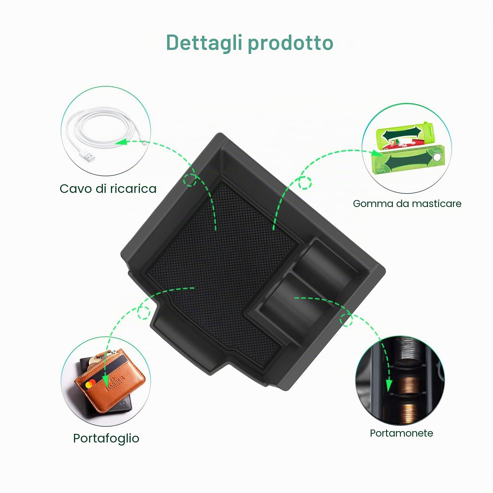 GAFAT Compatibile con Renault Captur 2 / Symbioz 2025 2026-2020 Vano Portaoggetti Console Centrale, Captur 2025 E-Tech Hybrid Organizer per Bracciolo, con Tappetini Coniare, Accessori Captur 2 (Nero)