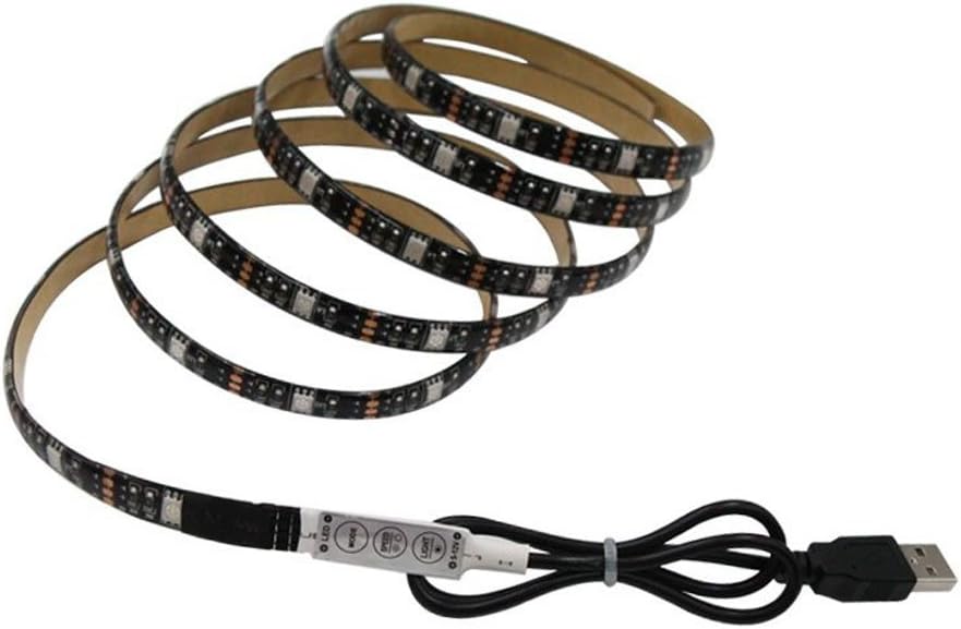 XTF2015 USB LED Strip Light, 6.56ft (2M) 60leds Flexible 5050 RGB TV Backlight with 5V USB Cable and Mini Controller for TV/PC/Laptop Background Lighting, Desk, Under Cabinet