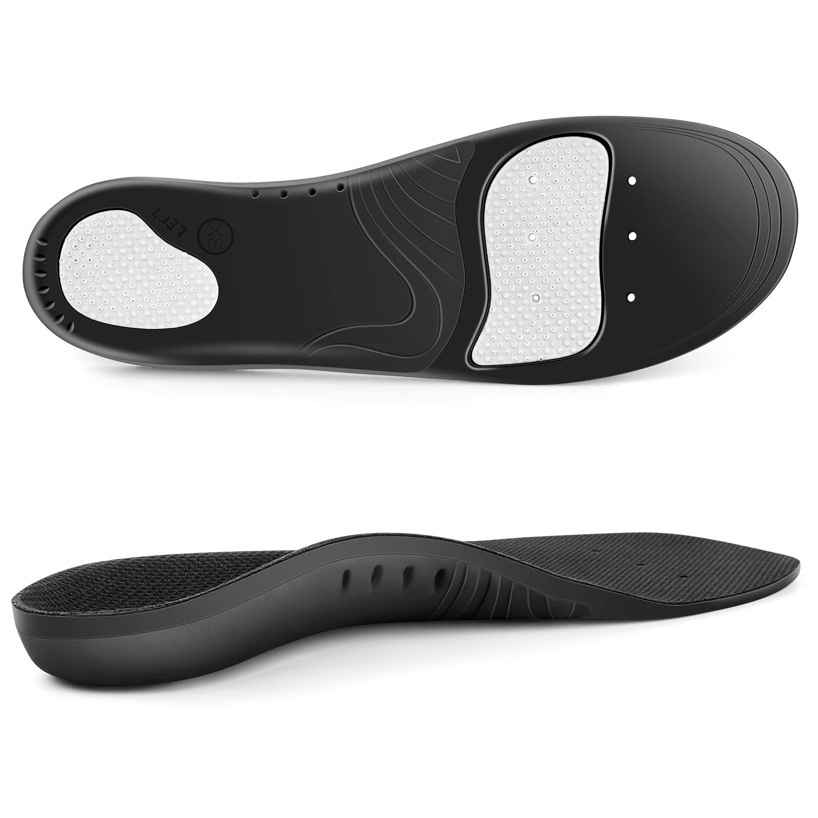 Plantillas para aliviar la fascitis plantar (220 libras), plantillas de soporte de arco para pies planos, plantillas de botas de trabajo, inserciones de soporte de arco de espuma viscoelástica para
