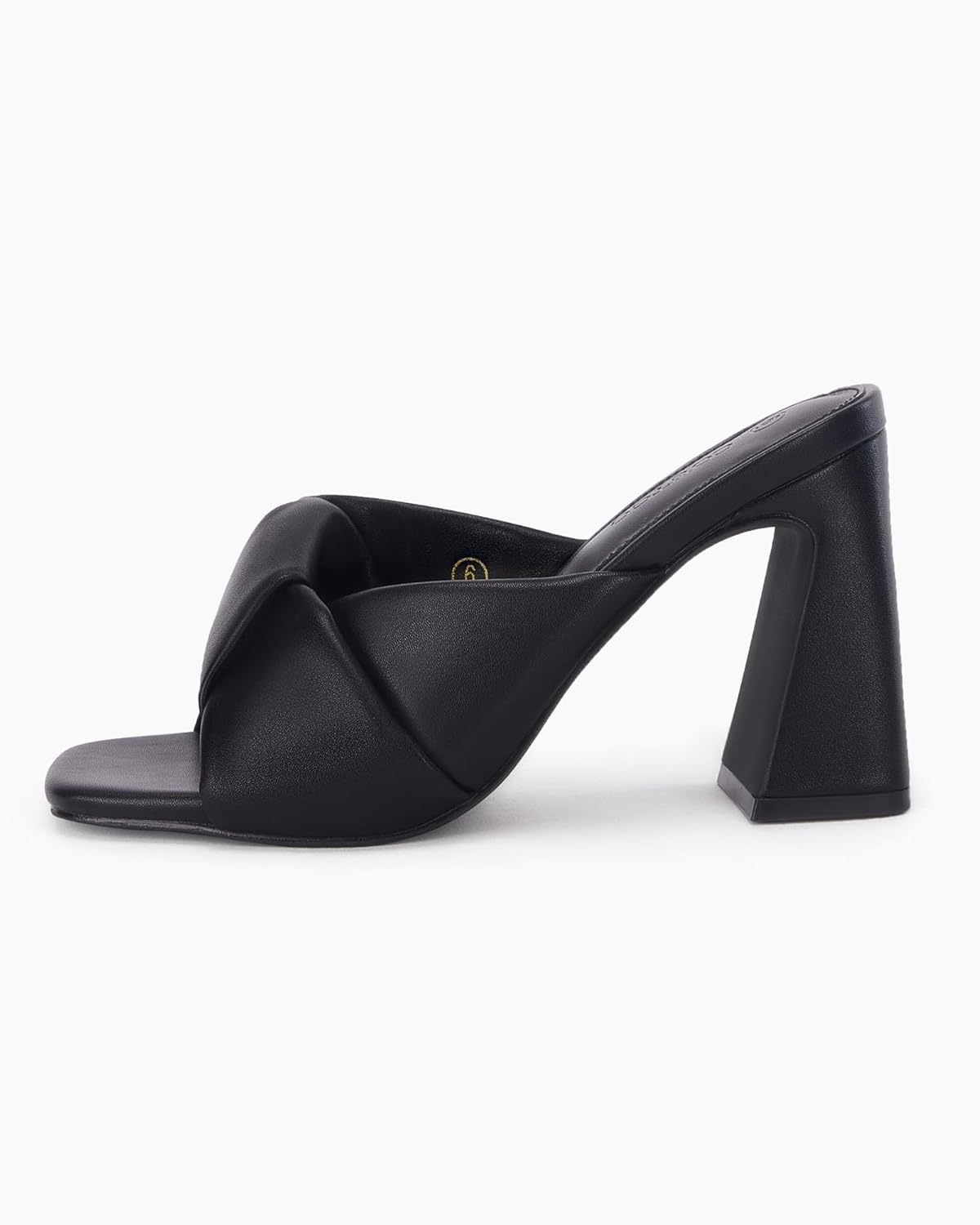 Coutgo Womens Chunky Heeled Mules Puffy Knot Square Open Toe Slip On Sandals Summer Evening Party Prom Shoes - Image 4