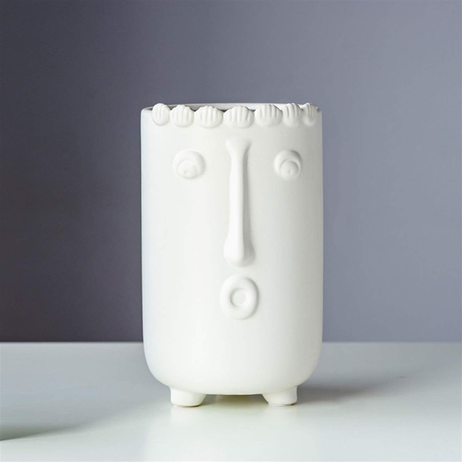 wazony Biały wazon ceramiczny domowy salon jadalnia stół biurowy desktop dekoracja imitacja twarzy wazon prezent dla przyjaciół wazon na kwiaty(C)