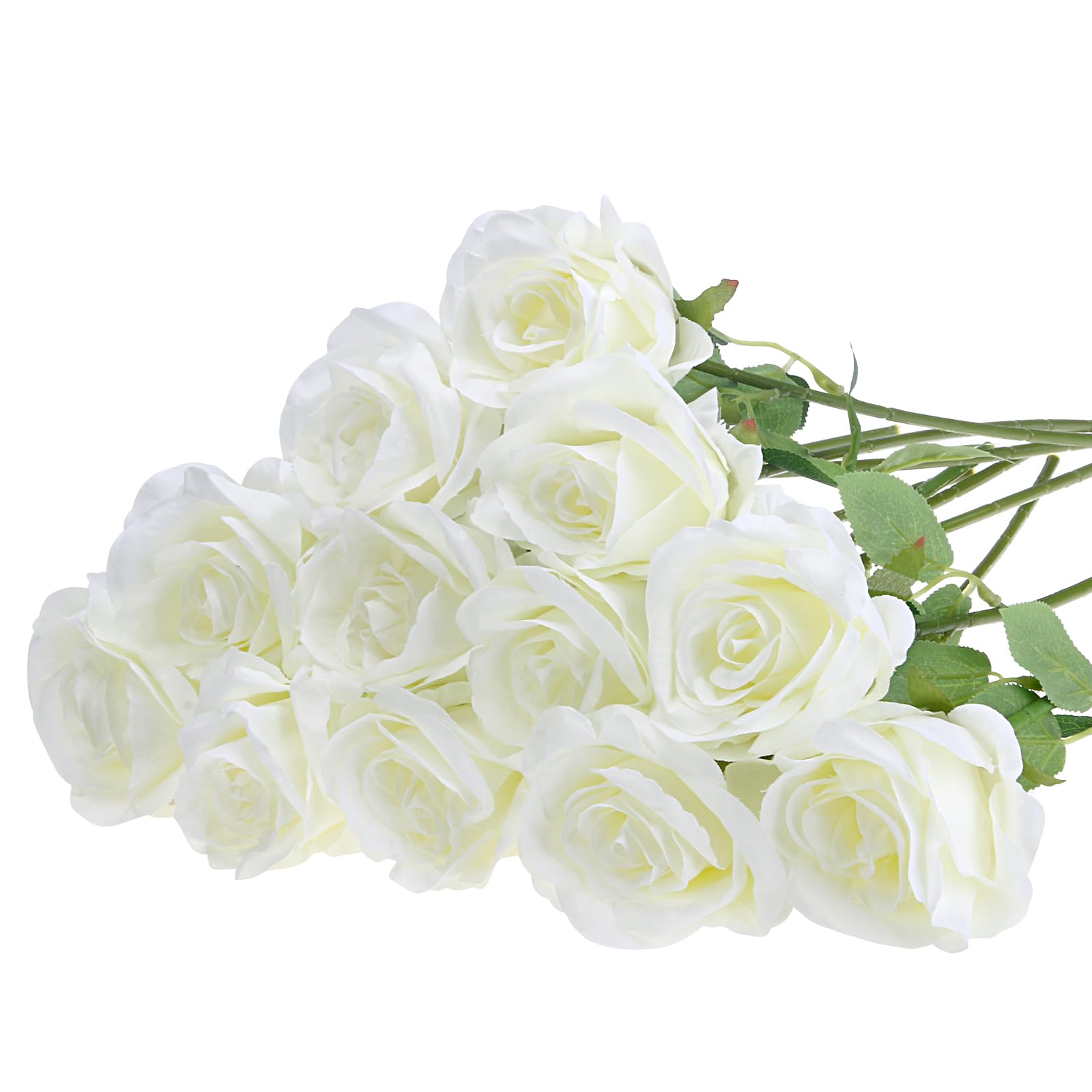 Amazon.com: Felice Arts 12 Pack White Roses Artificial Fake Flowers ...