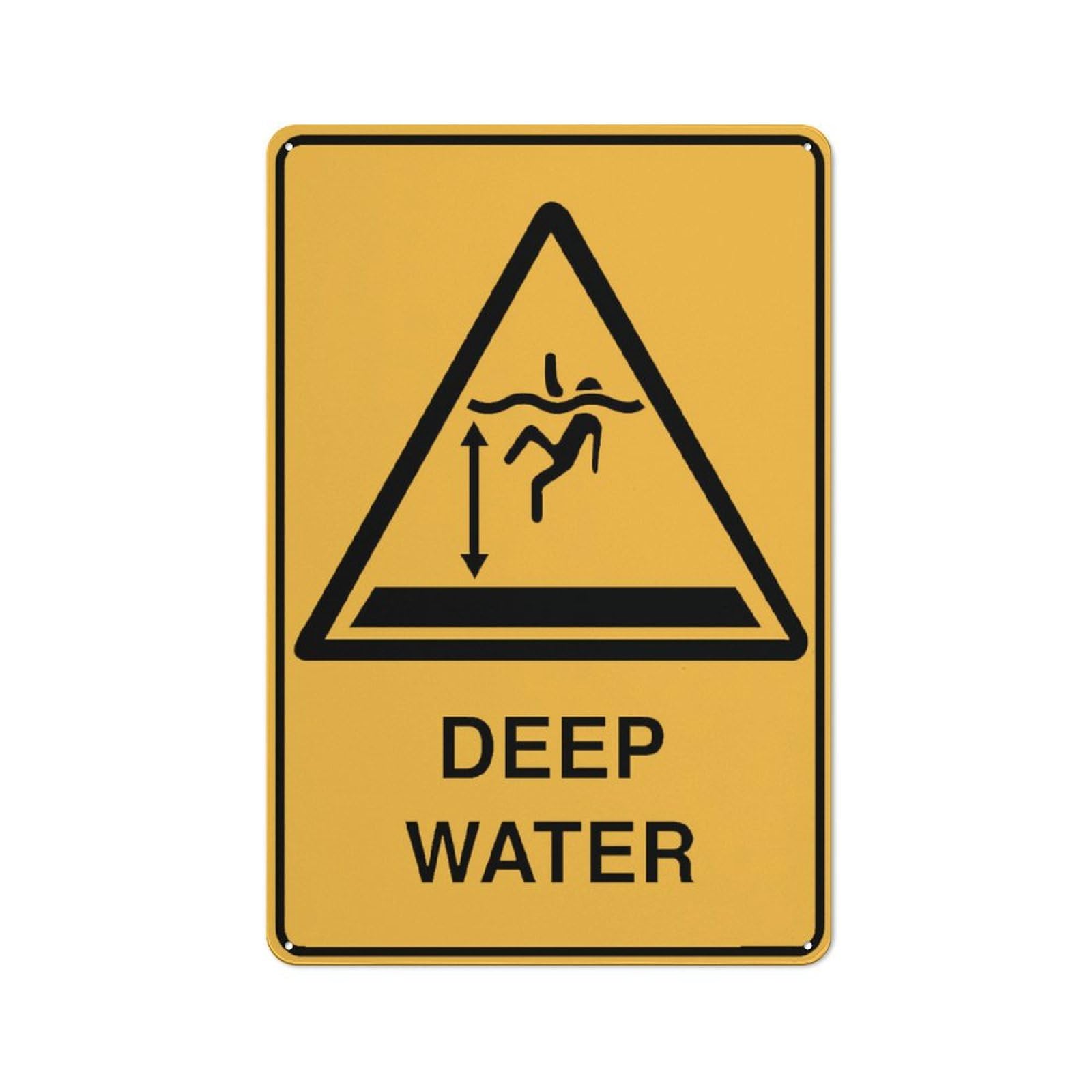 Caution Deep Water Sign 8X12 Inch Rust Free Aluminum Easy To Read & Sturdy Keep Out Outdoor Metal Signs For Home Farm Yard