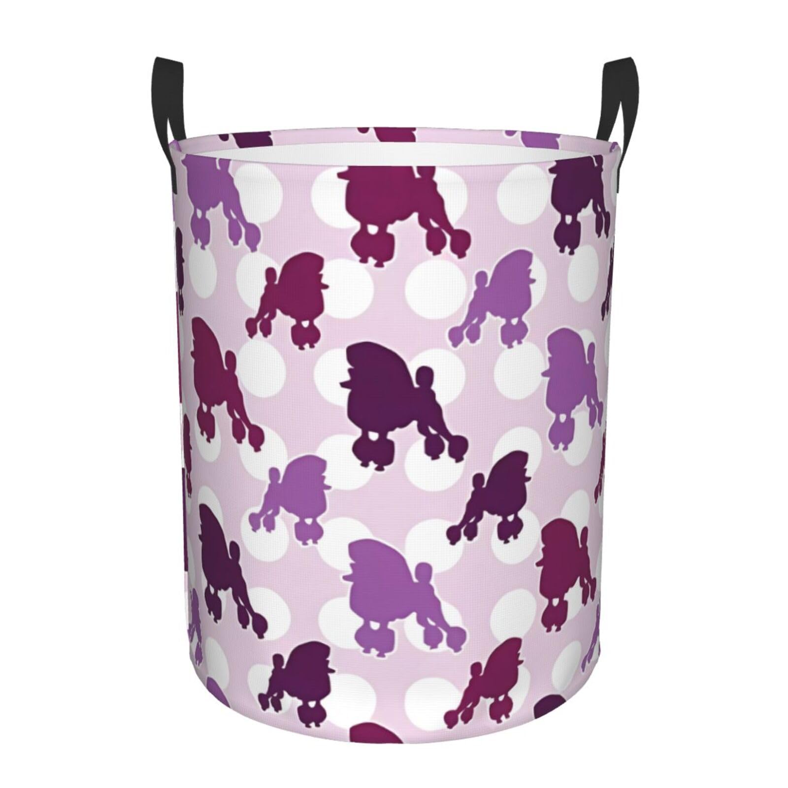 M Circular Hamper purple Poodle Polka Dot Print for Dirty Clothes