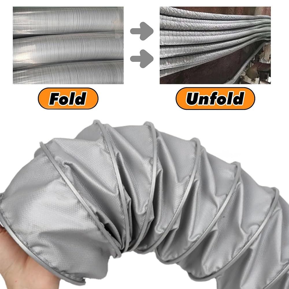 Manguera para conductos, Manguera Flexible de 4 m, de 3 a 8 Pulgadas, conducto de ventilación HVAC de Fibra de Vidrio ignífugo para Horno de RV, Flujo de Aire Directo, Resistencia a Altas te
