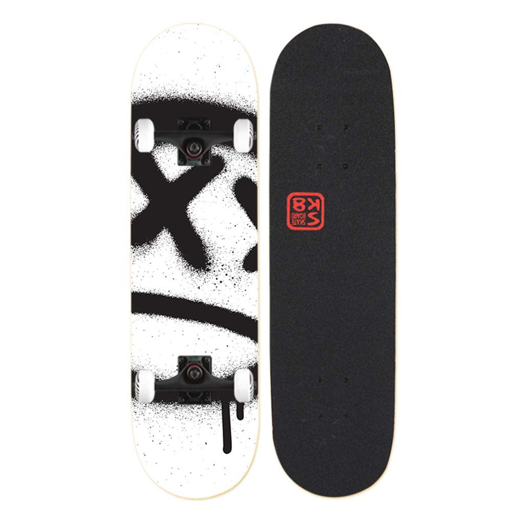 Skateboards para principiantes, 31 x 8 pulgadas Tableros de patinaje estándar completo Doble patada 7 capa cubierta de arce Concave Skateboard para niñas niños niños adolescentes jóvenes adultos,C