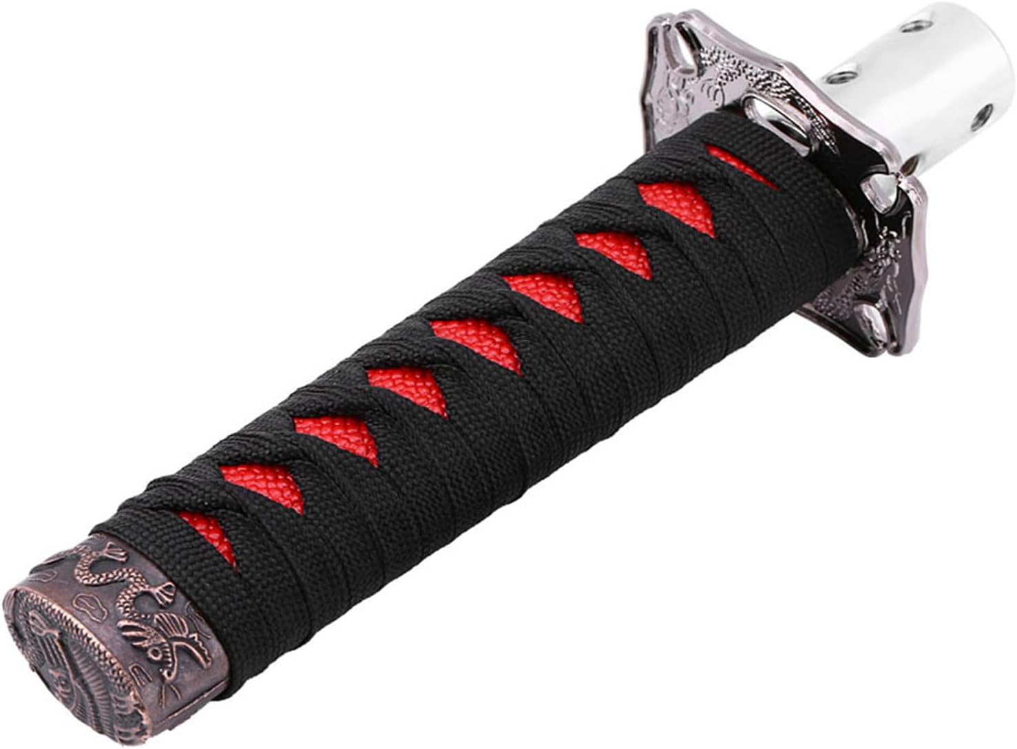 EVGATSAUTO Japanese Sword Gear Shift KNOB with 4 ADAPTERS RED Black Universal Fit for Manual Transmission