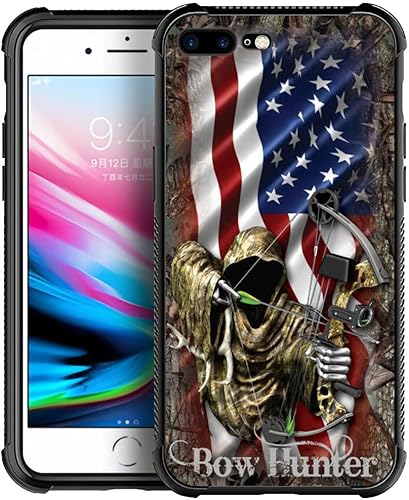 DJSOK Funda compatible con iPhone XR, diseño de bandera estadounidense Bow Hunter, camuflaje para iPhone XR, funda protectora antiarañazos y a