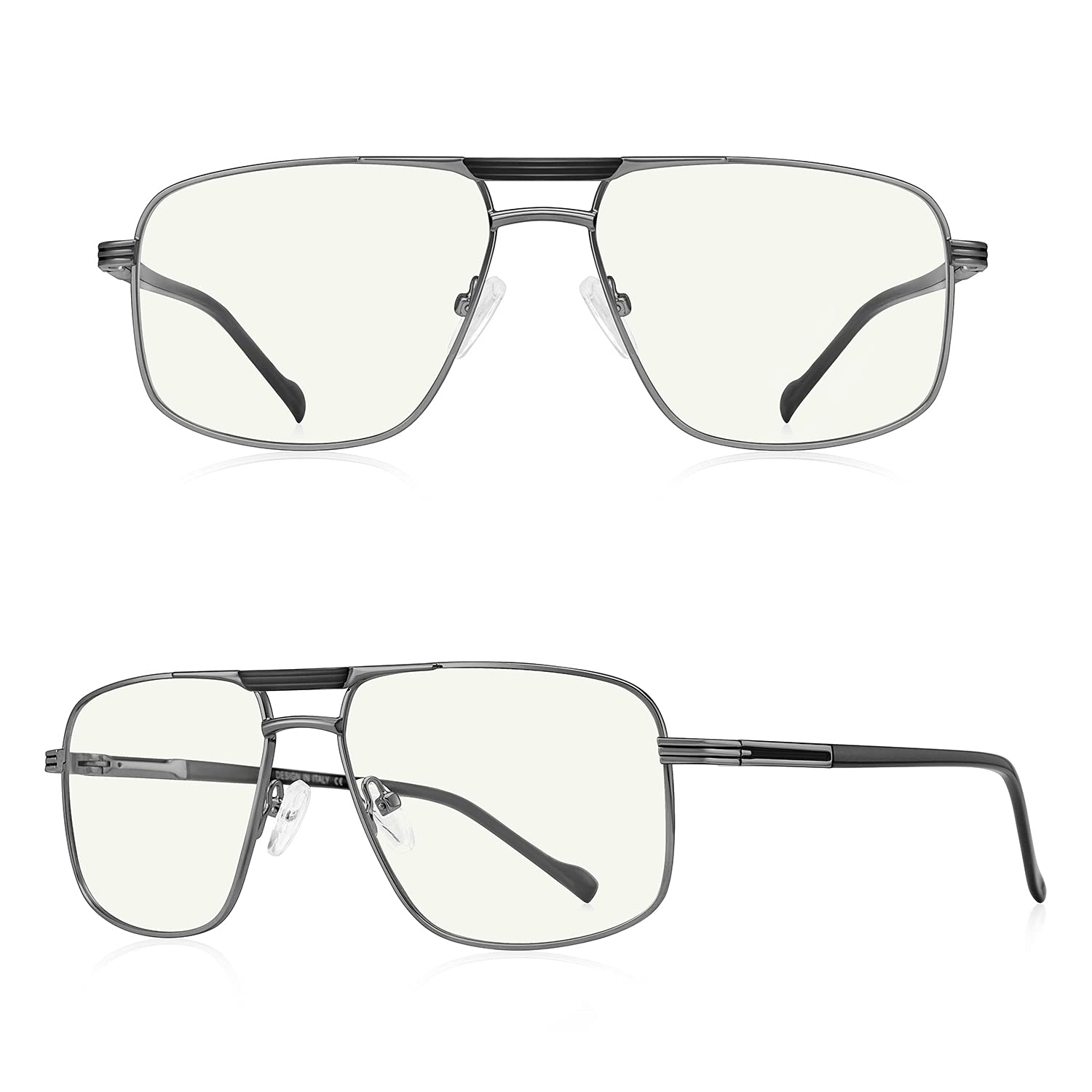 Doppelbrücke, quadratische Lesebrille für Herren, blaues Licht, blockierende Computerleser