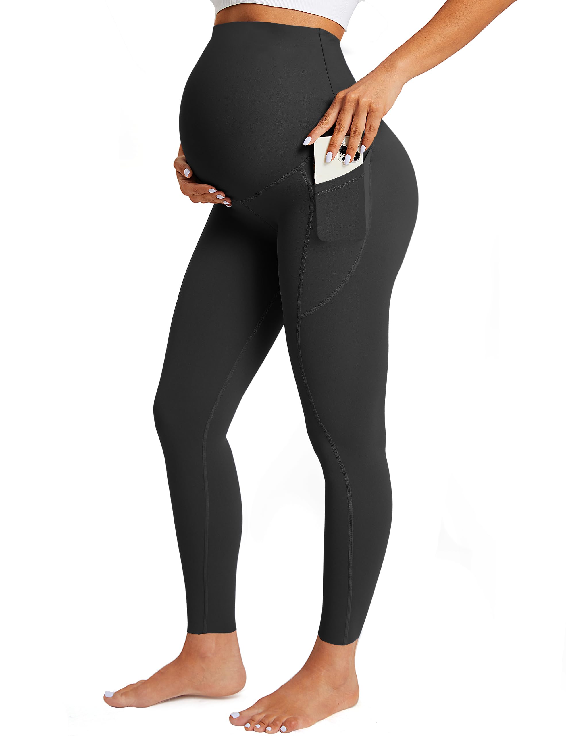 BAYDI Nudi Blickdichte Umstandsleggings High Waist Umstandshose Damen Schwangerschaft Leggings Lang Stretch Schwangere Hose