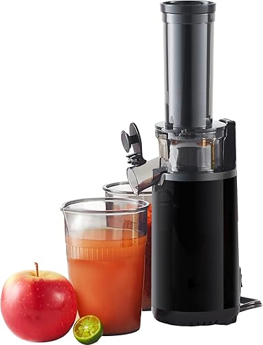 Exprimidores compactos de masticación lenta - Extractor de exprimidores de prensa fría fresca de frutas y verduras, taza de jugo de 16 onzas, fácil