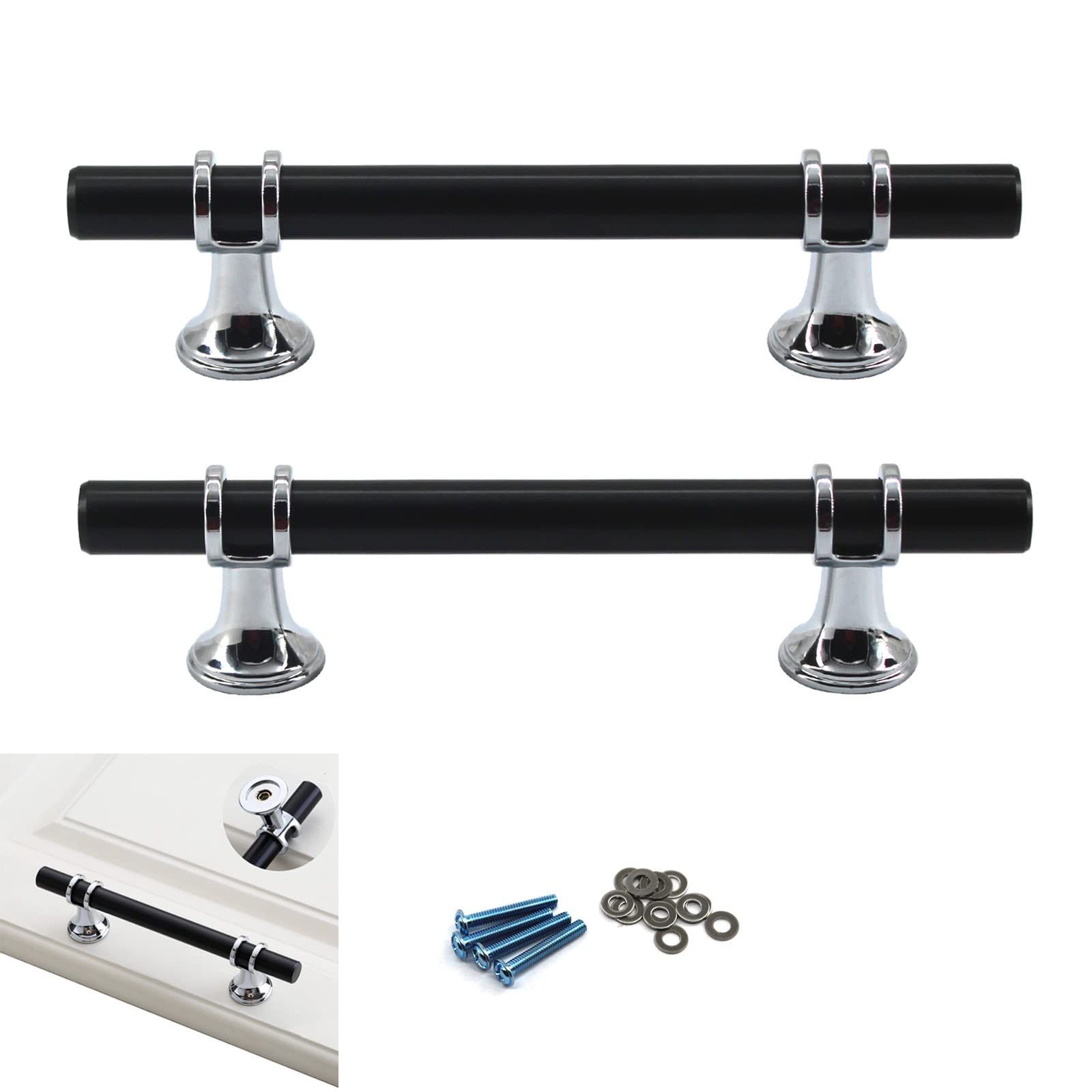 Zerniple T Bar Handle Pull Kitchen Cabinet Handle Zinc Alloy Drawer Wardrobe Pull Cupboard Knobs (2 Pieces)