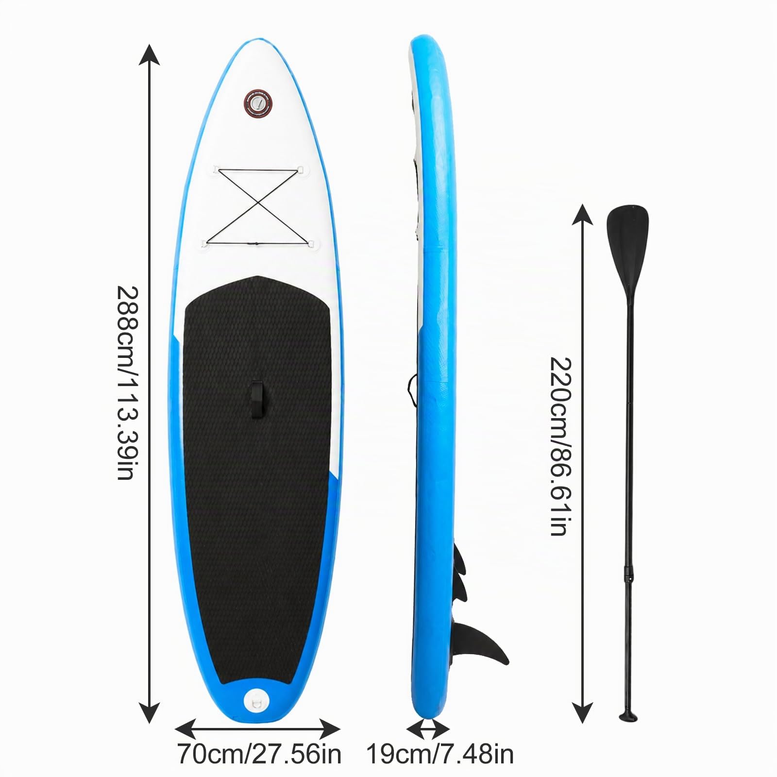 10FT aufblasbares Stand Up Paddle Board SUP-Board Set mit komplettem Zubehör – 3-lagiges PVC, rutschfestes Eva-Deck, 150 kg Tragkraft, leichtes Reise-SUP mit Pumpe