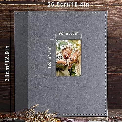 Image of Ywlake Photo Album 4x6 400 Pockets, Leather Photo Albums Holds 400 Vertical Pictures Only Grey