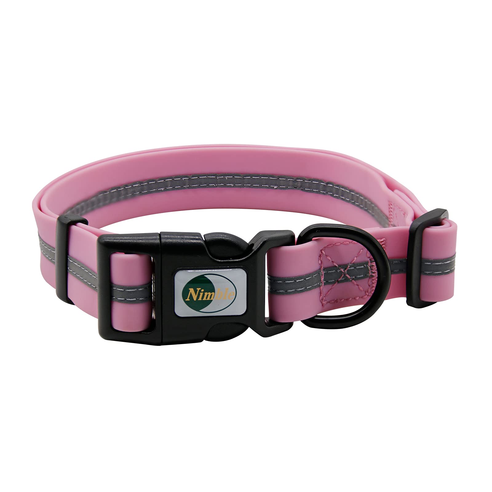 NIMBLE Dog Collar Waterproof Pet Collars Anti-Odor Durable Adjustable PVC & Polyester Soft with Reflective Cloth Stripe Basic Dog Collars S/M/L Sizes
