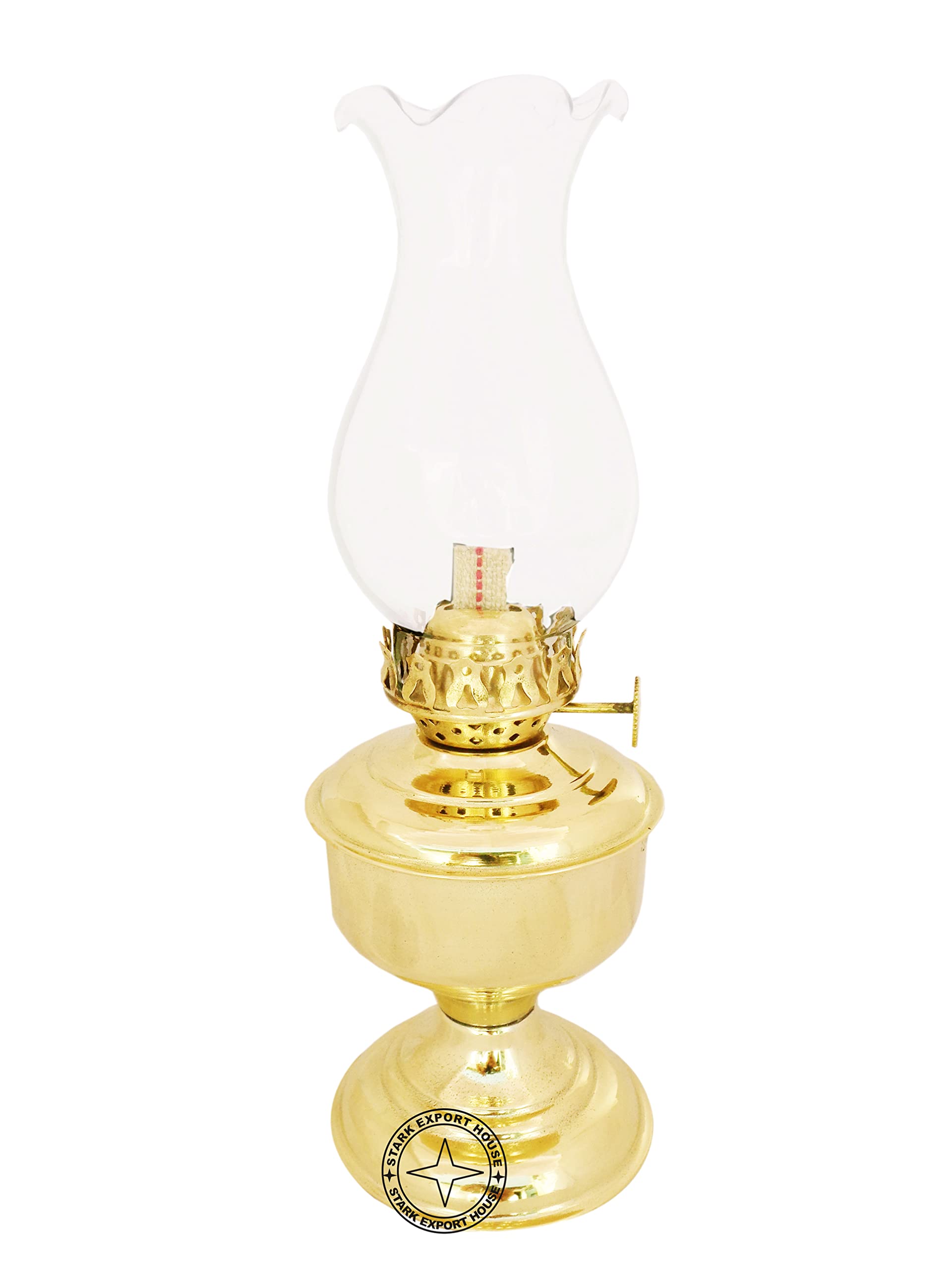Brass Designer Table Lantern Glass Oil Lamp Oil Chimney Home Decoration 9.5 x 3 Inches, Pack of 1) Best for Gift Item-image-19