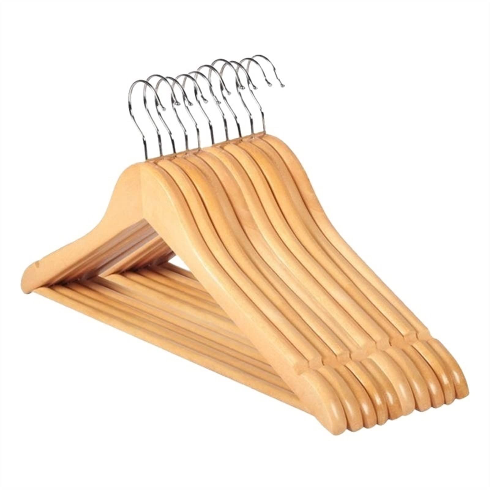 rUrEu Perchas de Perchas de Madera de Madera 10 Paquetes de Madera sin Deslizamiento, Muescas de Madera de Madera, Perchas de Ropa para la Camisa Traje de Ropa de Vestir de Ropa/10Pcs