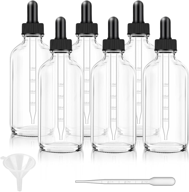 Bumobum Frascos Conta-gotas de Vidro Transparente 120 mL, Pacote com 6