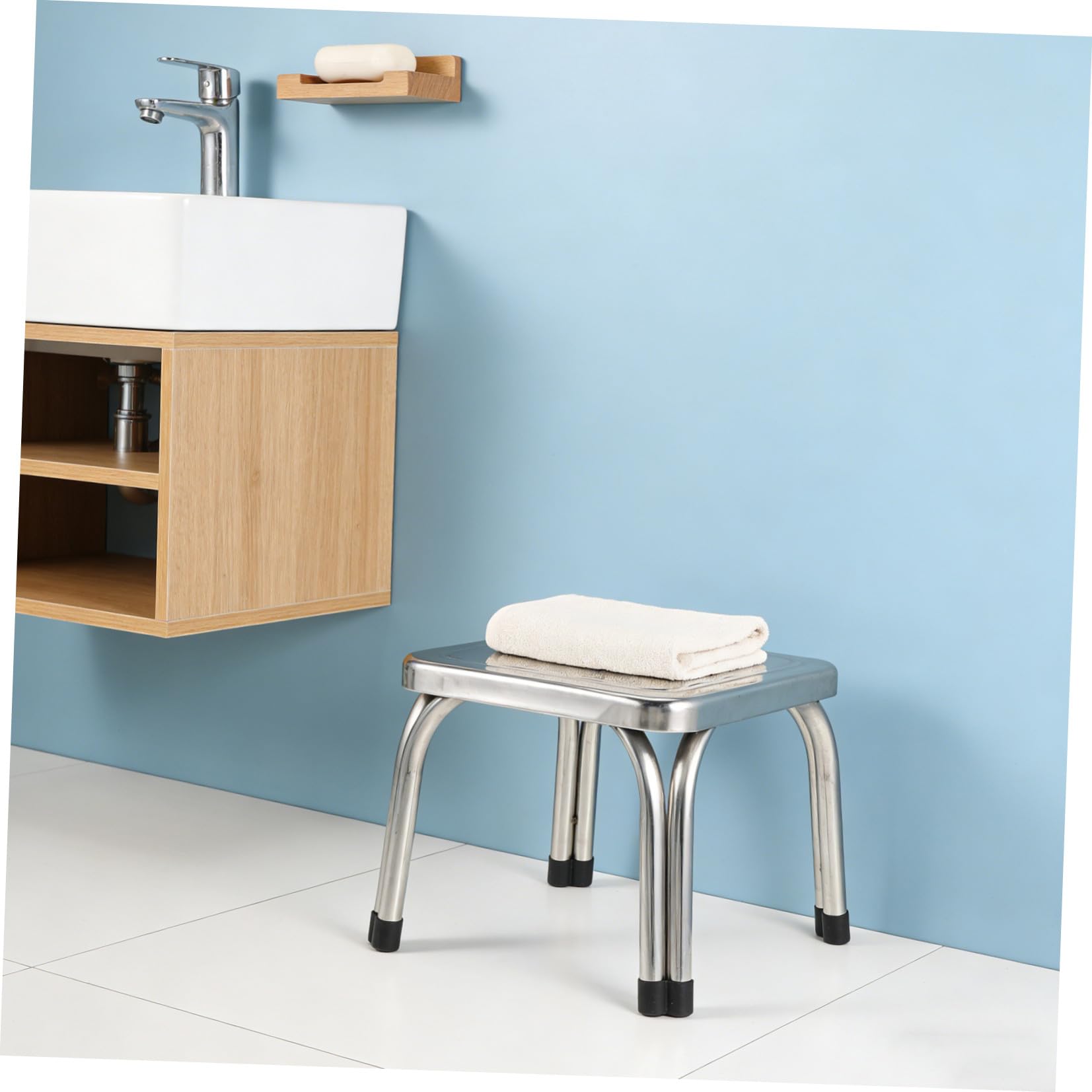 Taburete y Limpieza Fácil de Ducha Antideslizante de Acero Inoxidable Estabilidad Mejorada Asiento Compacto para Baño Adecuado para Personas Mayores Hogar