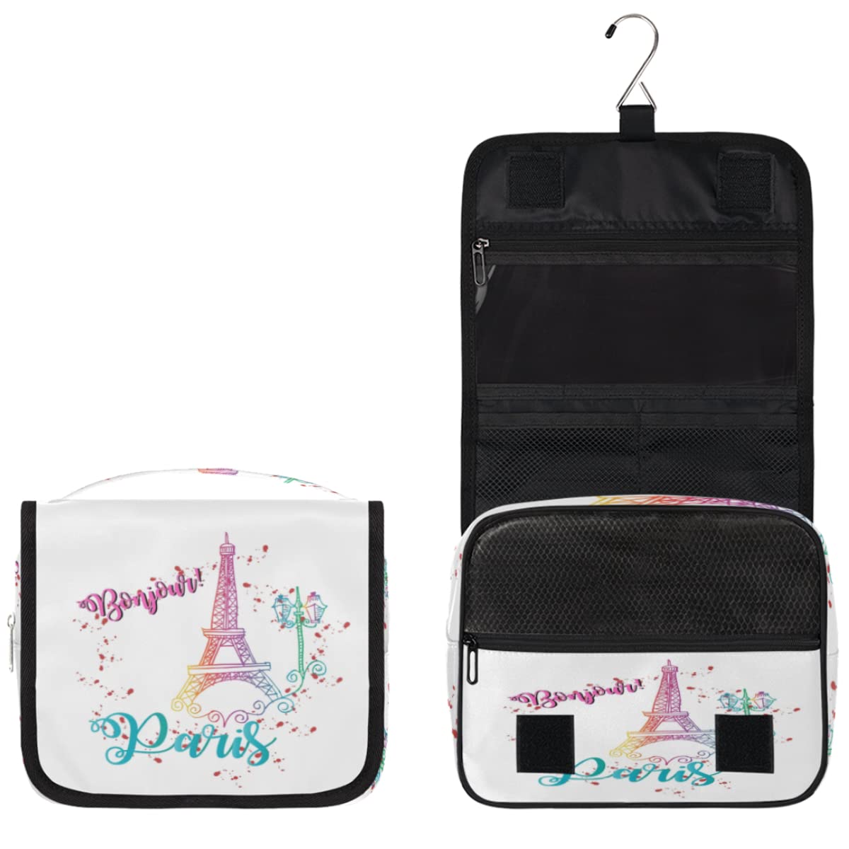 Wieża Eiffla Podróżna kosmetyczka Wieża Eiffla Mycie Torba Unisex Wiszące przybory toaletowe Kosmetyczka Organizer do makijażu, wielobarwny, Jeden rozmiar