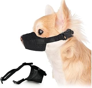 Hundemaulkorb verhindert Beißen und Fressen Bellen und Kauen, Nylon-Maulkorb für kleine, mittelgroße Hunde mit atmungsaktivem Netz, weicher Hunde-Mundschutz mit Verstellbarer Schlaufe (XS) product image