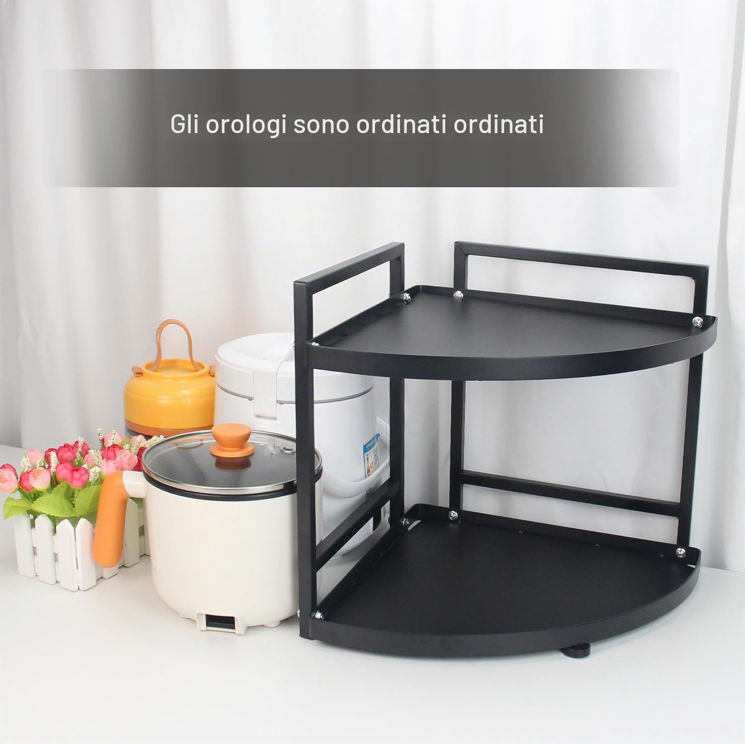 HUIJIN RA01-2 livelli Scaffale Angolare per Cucina,90 ° Angolo Mensola Cucina Mensola Angolo Mensola Pot Shelf, Organizzatore Angolo Lavello-[altezza31-larghezza 30cm]