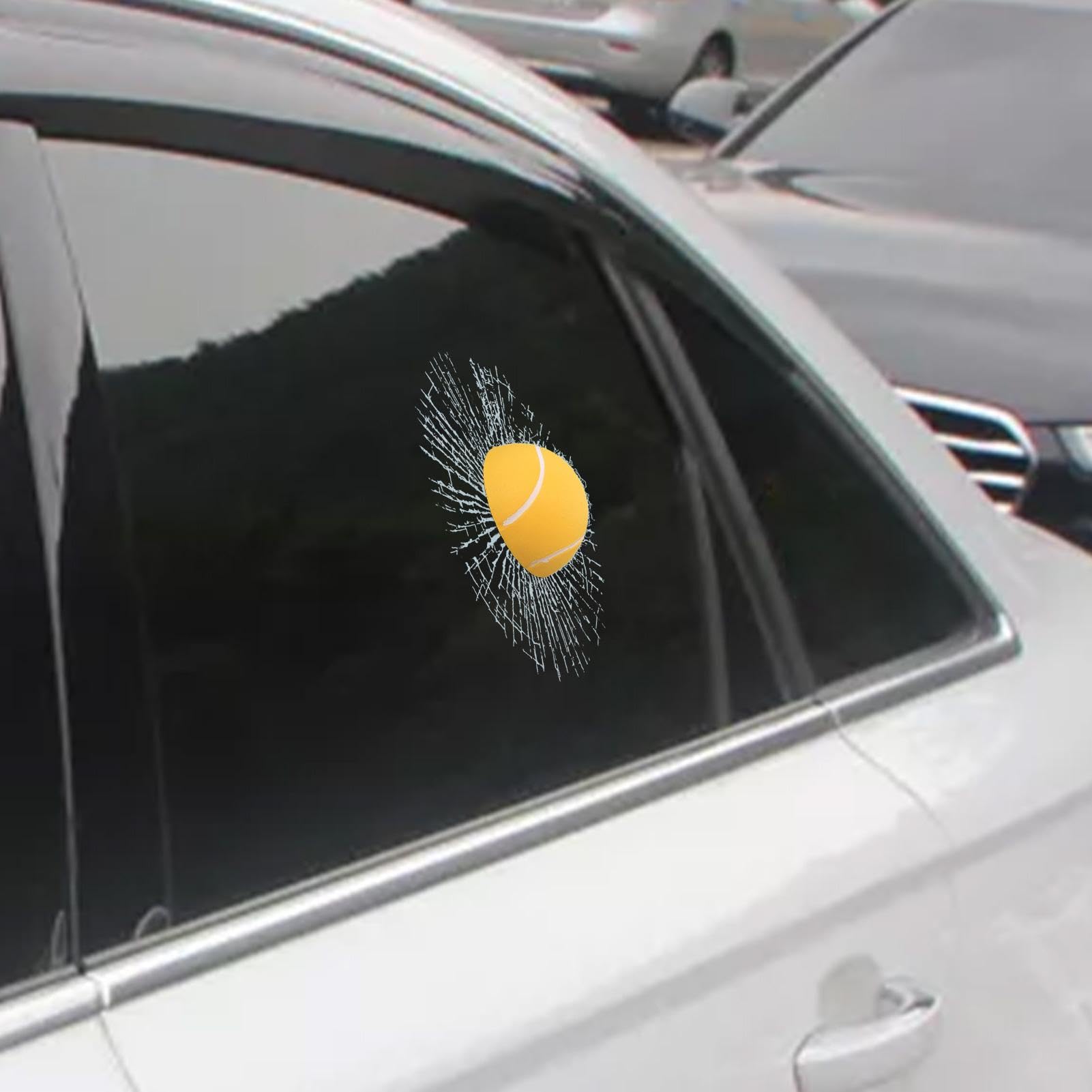 Calcomanías 3D de broma para vidrio de ventana, diseño de pelota de tenis, parabrisas trasero de coche, decorativas para el hogar