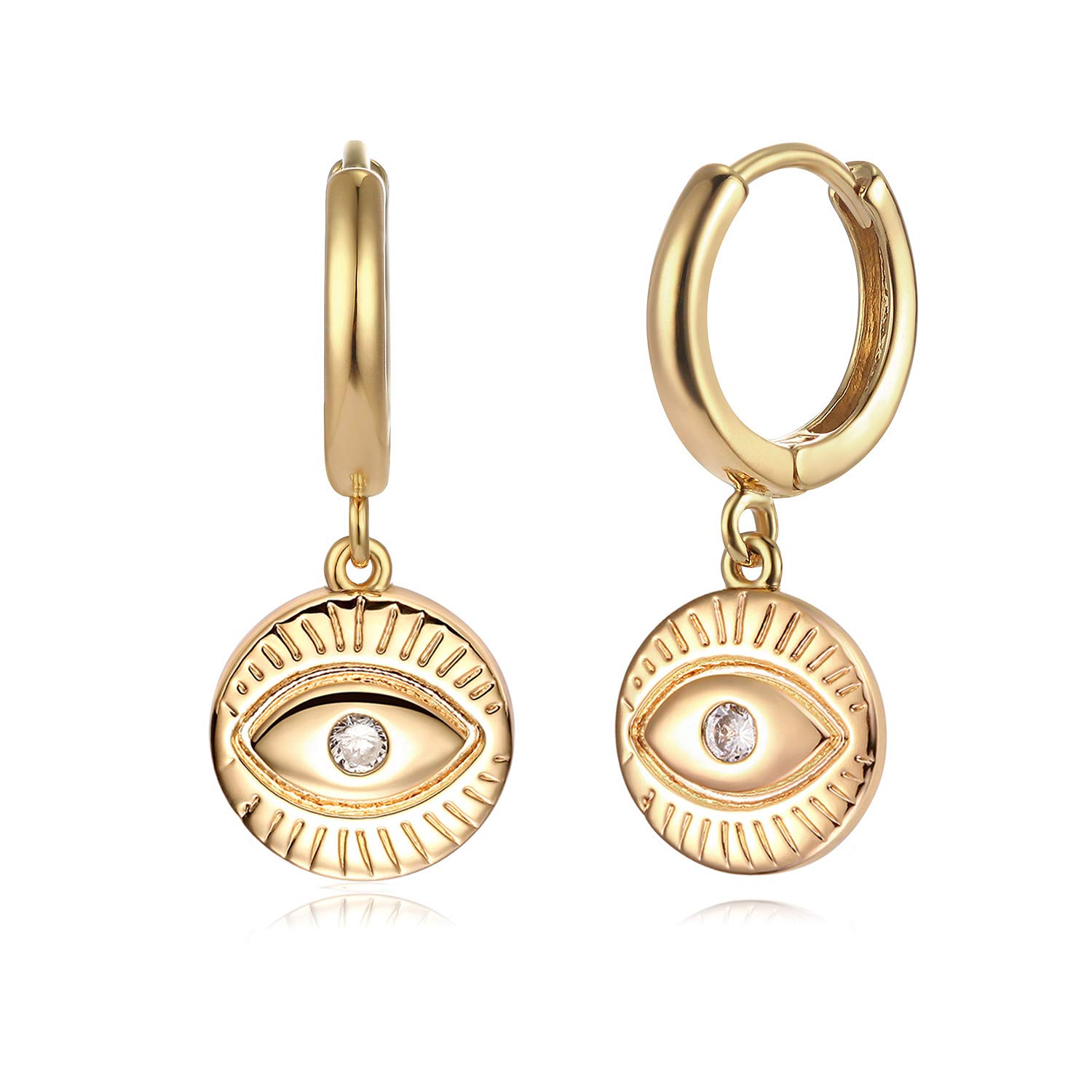 MYEARSWomen Star Earrings Stud Gold CZ Ear Climber Crawler Crescent Moon Dangle 14K Gold Filled Chain Double Piercing Tiny Boho Beach Simple Delicate Handmade Hypoallergenic Lucky Jewelry Gift