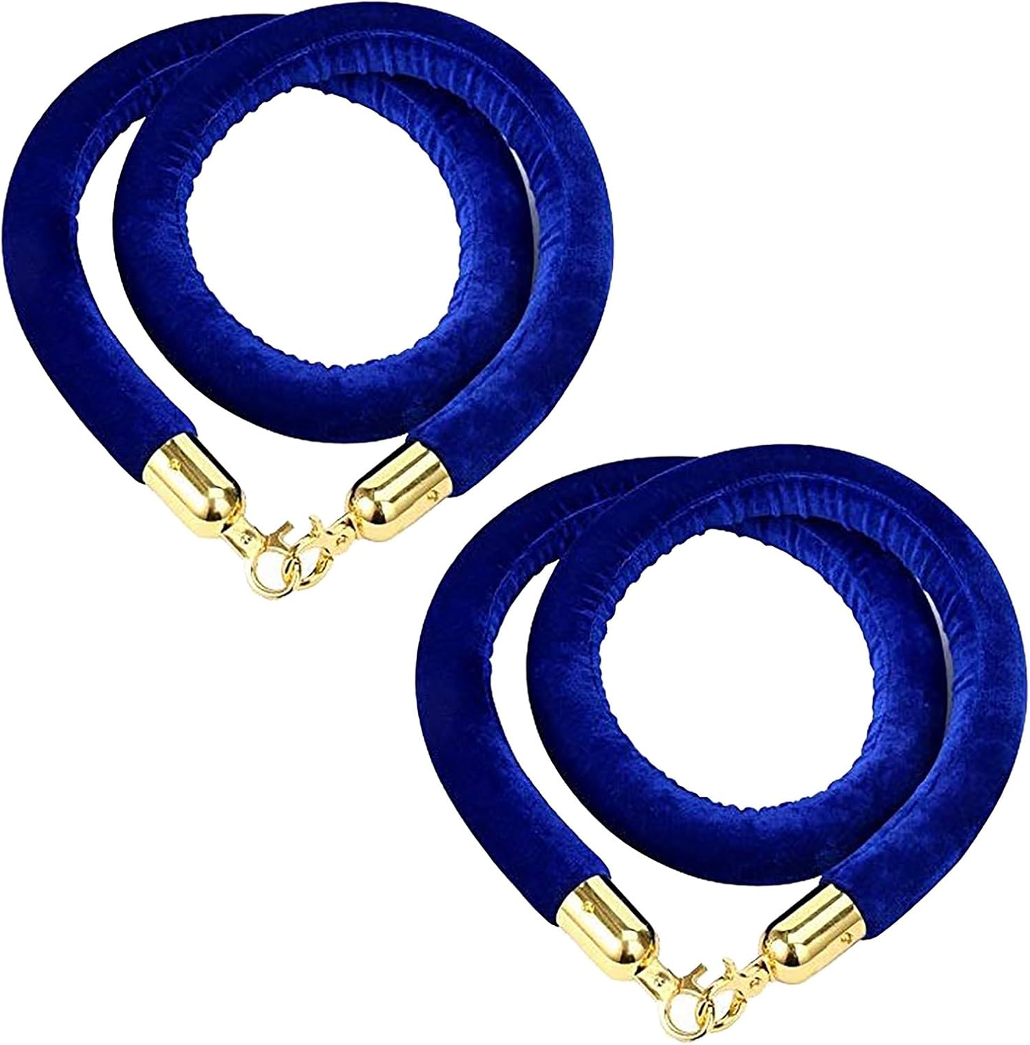 7ft Navy Blue Velvet Stanchion Rope - 2-Pack Crowd Control Barrier with Hooks, Durable Queue Management Solution for Events, Outdoor Safety, and Line Management