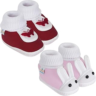neska moda 6 To 12 Months Baby Boys & Baby Girls Pack Of 2 Pair Cotton Rabbit & Butterfly Booties (Maroon,Baby Pink) -BT85andSK178-picture-52