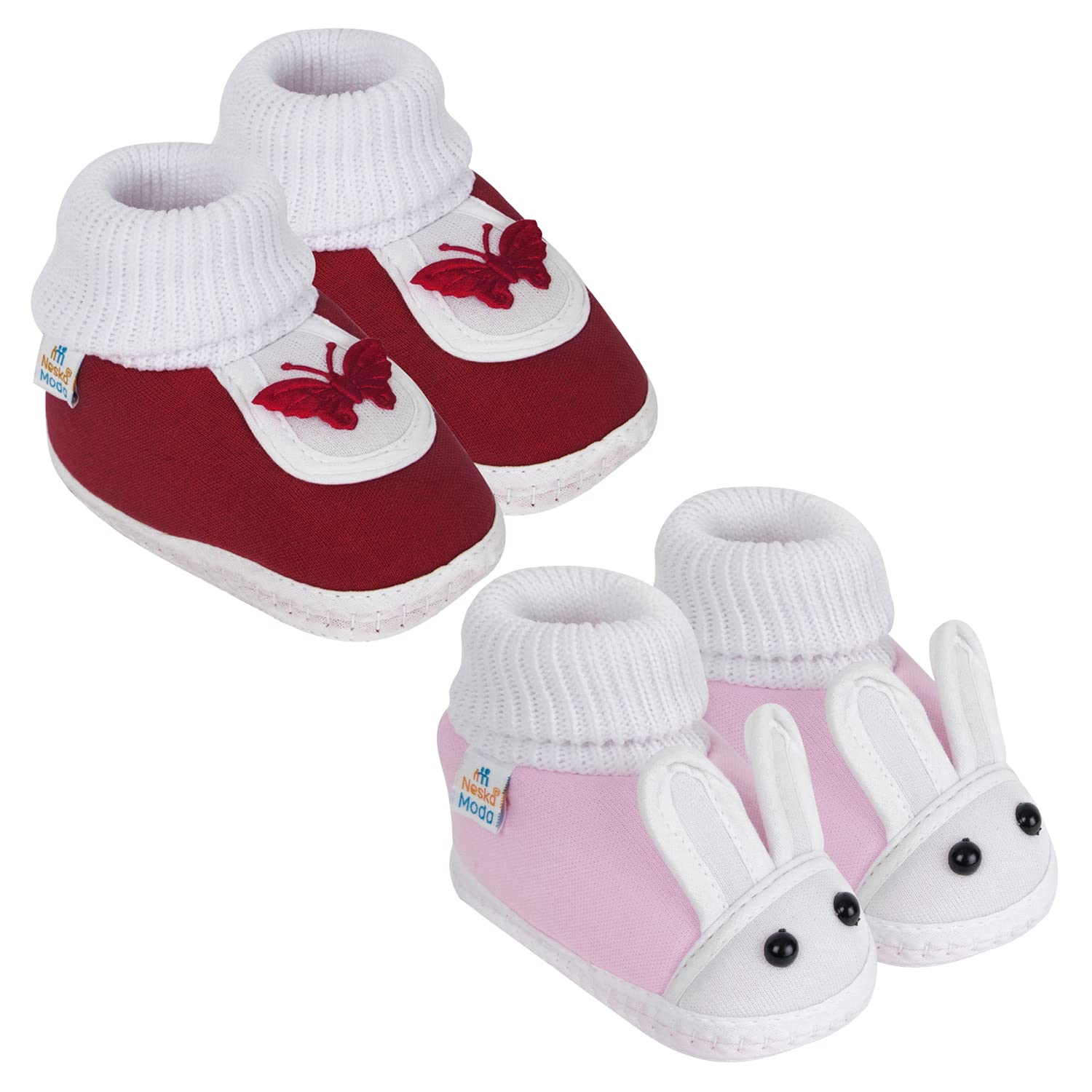 Neska Moda 6 To 12 Months Baby Boys & Baby Girls Pack Of 2 Pair Cotton Rabbit & Butterfly Booties (Maroon,Baby Pink) -BT85andSK178 (B0BRVHDWGB) Amazon Price History, Amazon Price Tracker