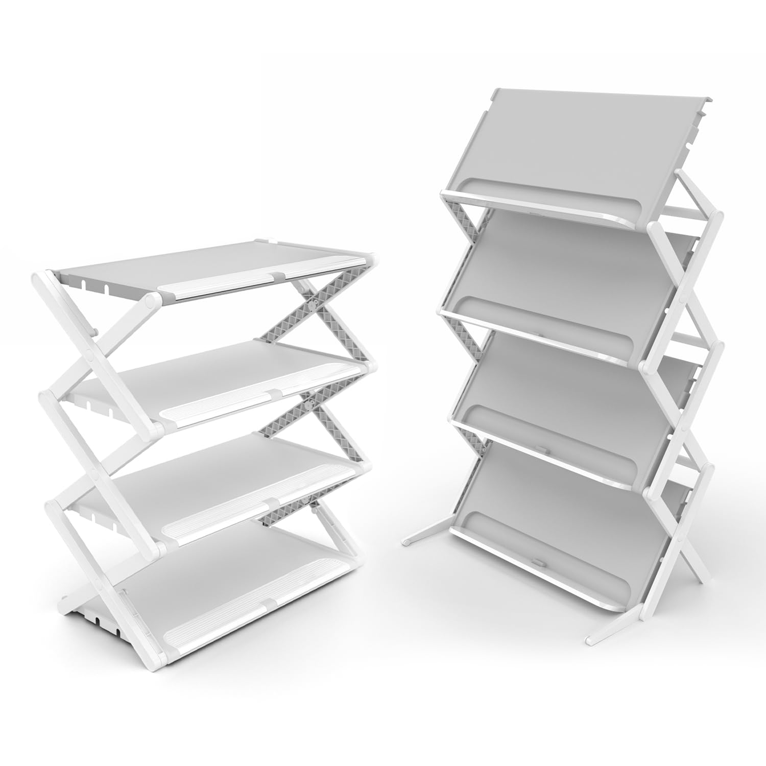 Multipurpose 4-Tier Storage Rack for Book & Shoes, As Plant Organizer or Foldable Shoes Rack in Laundry or Balcony,As Shoe Shelf Space Saving 8-12 Pairs