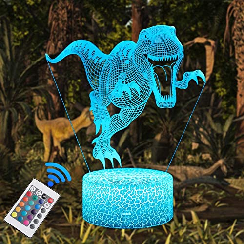 Jorklife Dinosaurier Nachtlicht für Kinder, 3D Illusion Lampe mit 16 Farben Ändern und Fernbedienung, Dinosaurier Spielzeuge Geburtstagsgeschenke für Jungen Cover